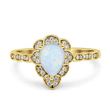 Teardrop Pear Shape Halo Engagement Ring Simulated Cubic Zirconia 925 Sterling Silver