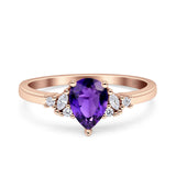 Teardrop Pear Shape Wedding Engagement Ring Simulated Cubic Zirconia 925 Sterling Silver