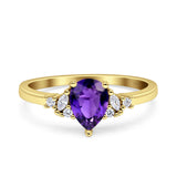 Teardrop Pear Shape Wedding Engagement Ring Simulated Cubic Zirconia 925 Sterling Silver