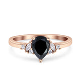 Teardrop Pear Shape Wedding Engagement Ring Simulated Cubic Zirconia 925 Sterling Silver