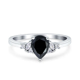 Teardrop Pear Shape Wedding Engagement Ring Simulated Cubic Zirconia 925 Sterling Silver