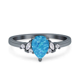 Teardrop Pear Shape Wedding Engagement Ring Simulated Cubic Zirconia 925 Sterling Silver