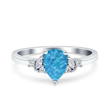 Teardrop Pear Shape Wedding Engagement Ring Simulated Cubic Zirconia 925 Sterling Silver