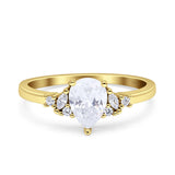 Teardrop Pear Shape Wedding Engagement Ring Simulated Cubic Zirconia 925 Sterling Silver