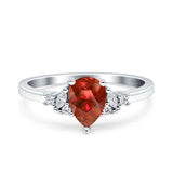 Teardrop Pear Shape Wedding Engagement Ring Simulated Cubic Zirconia 925 Sterling Silver