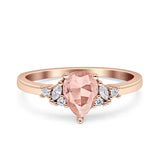 Teardrop Pear Shape Wedding Engagement Ring Simulated Cubic Zirconia 925 Sterling Silver