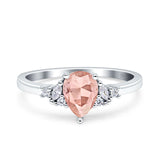 Teardrop Pear Shape Wedding Engagement Ring Simulated Cubic Zirconia 925 Sterling Silver