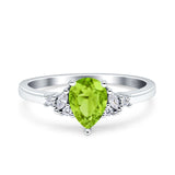 Teardrop Pear Shape Wedding Engagement Ring Simulated Cubic Zirconia 925 Sterling Silver