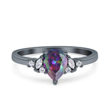 Teardrop Pear Shape Wedding Engagement Ring Simulated Cubic Zirconia 925 Sterling Silver