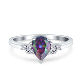 Teardrop Pear Shape Wedding Engagement Ring Simulated Cubic Zirconia 925 Sterling Silver