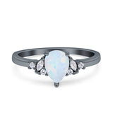 Teardrop Pear Shape Wedding Engagement Ring Simulated Cubic Zirconia 925 Sterling Silver