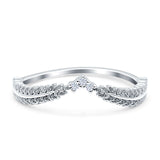 Curve Shape Leaf Design Wedding Engagement Ring Round Simulated Cubic Zirconia 925 Sterling Silver