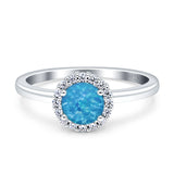 Art Deco Wedding Bridal Ring Halo Round Simulated Cubic Zirconia Stones 925 Sterling Silver