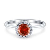 Art Deco Wedding Bridal Ring Halo Round Simulated Cubic Zirconia Stones 925 Sterling Silver