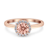 Art Deco Wedding Bridal Ring Halo Round Simulated Cubic Zirconia Stones 925 Sterling Silver