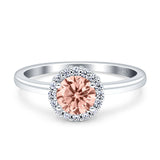 Art Deco Wedding Bridal Ring Halo Round Simulated Cubic Zirconia Stones 925 Sterling Silver