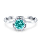 Art Deco Wedding Bridal Ring Halo Round Simulated Cubic Zirconia Stones 925 Sterling Silver
