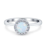 Art Deco Wedding Bridal Ring Halo Round Simulated Cubic Zirconia Stones 925 Sterling Silver