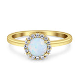 Art Deco Wedding Bridal Ring Halo Round Simulated Cubic Zirconia Stones 925 Sterling Silver