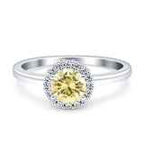 Art Deco Wedding Bridal Ring Halo Round Simulated Cubic Zirconia Stones 925 Sterling Silver