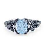 Leaf Style Oval Natural Aquamarine Vintage Engagement Ring