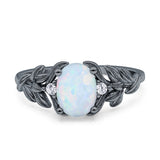 Leaf Oval Vintage Engagement Ring black Tone