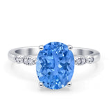 Solitaire Accent Oval Engagement Ring Cubic Zirconia 925 Sterling Silver