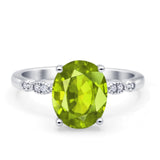 Solitaire Accent Oval Engagement Ring Cubic Zirconia 925 Sterling Silver