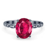 Solitaire Accent Oval Engagement Ring Cubic Zirconia 925 Sterling Silver