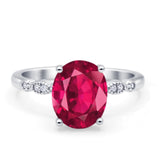 Solitaire Accent Oval Engagement Ring Cubic Zirconia 925 Sterling Silver