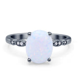 Solitaire Accent Oval Engagement Ring Cubic Zirconia 925 Sterling Silver