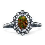 Floral Oval Vintage Engagement Ring Cubic Zirconia 925 Sterling Silver