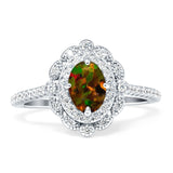 Floral Oval Vintage Engagement Ring Cubic Zirconia 925 Sterling Silver