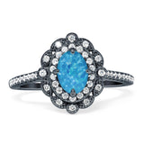 Floral Oval Vintage Engagement Ring Cubic Zirconia 925 Sterling Silver