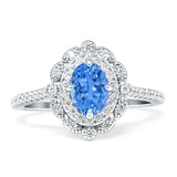 Floral Oval Vintage Engagement Ring Cubic Zirconia 925 Sterling Silver