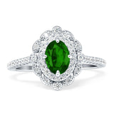Floral Oval Vintage Engagement Ring Cubic Zirconia 925 Sterling Silver
