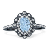 Vintage Style Oval Natural Aquamarine Halo Engagement Ring