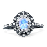 Vintage Style Oval Natural Moonstone Halo Engagement Ring