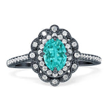 Floral Oval Vintage Engagement Ring Cubic Zirconia 925 Sterling Silver