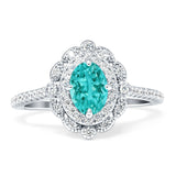 Floral Oval Vintage Engagement Ring Cubic Zirconia 925 Sterling Silver