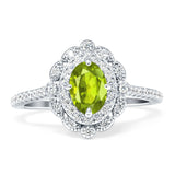 Floral Oval Vintage Engagement Ring Cubic Zirconia 925 Sterling Silver
