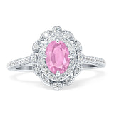 Floral Oval Vintage Engagement Ring Cubic Zirconia 925 Sterling Silver