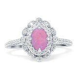 Floral Oval Vintage Engagement Ring Cubic Zirconia 925 Sterling Silver