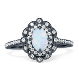 Floral Oval Vintage Engagement Ring Cubic Zirconia 925 Sterling Silver