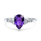 Vintage Teardrop Pear Engagement Ring Simulated Cubic Zirconia 925 Sterling Silver