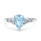 Vintage Teardrop Pear Engagement Ring Simulated Cubic Zirconia 925 Sterling Silver