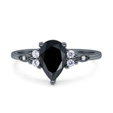 Vintage Teardrop Pear Engagement Ring Simulated Cubic Zirconia 925 Sterling Silver