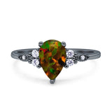 Vintage Teardrop Pear Engagement Ring Simulated Cubic Zirconia 925 Sterling Silver