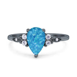 Vintage Teardrop Pear Engagement Ring Simulated Cubic Zirconia 925 Sterling Silver