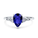 Vintage Teardrop Pear Engagement Ring Simulated Cubic Zirconia 925 Sterling Silver